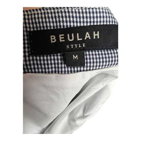Beulah Style Women Skirt M Blue White Patchwork Cotton Gingham Asymmetrical Hem - Picture 7 of 8